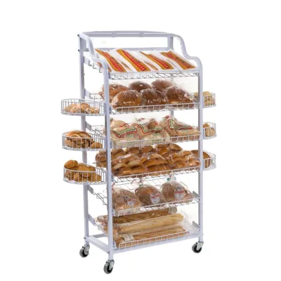 ODM/OEM Custom Candy Snack Drinks Display Rack Metal Wire Cup Floor Stand with Wheels Centroyal CR-520