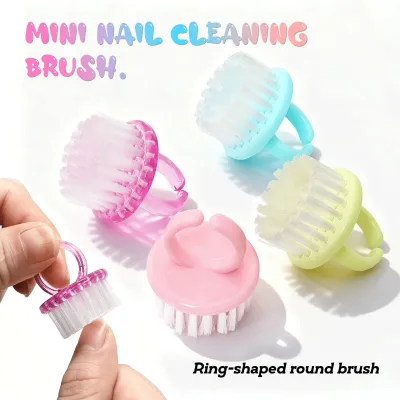 New nail tool macaron round head cleaning brush plastic nail brush dust removal brush