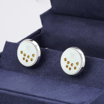 Men 12 Zodiac Signs Cufflinks Birthday Gift for Boyfriend Custom Engraved Light Luxury French Cuff Shirt