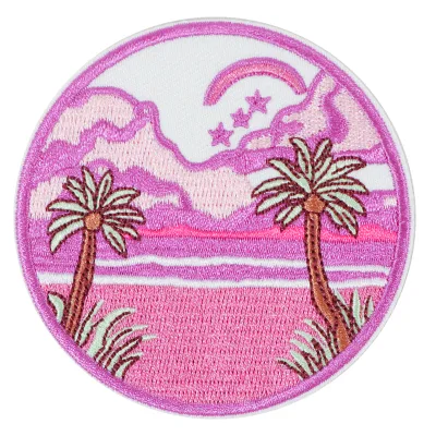 Factory Price Customized Round Embroidered Patches with Printed Logo Iron-On Heat Transfer for Hat Flower and Heart Shape