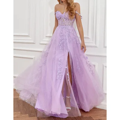 Hot Sale Fashion Backless High Slit Pink Party Elegance Bridesmaid Dresses Evening Dresses