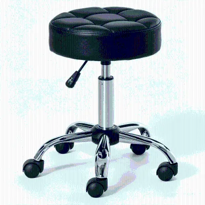 Professional Iron Frame Round Base Rolling Saddle Stool with PU Leather Seat Swivel Adjustable Wheels for Spa Beauty Salon