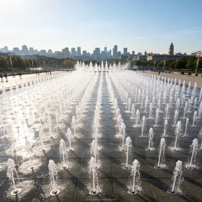 Customized Musical Dancing Dry Fountain DMX512 Deck Fountain with RGB LED for Shopping Center