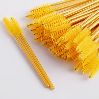 Direct Wholesaler Sale FIENEXI Disposable Makeup Brushes Lash Brush Yellow Mascara Wands Skin-friendly 2.5*10cm Made Durable