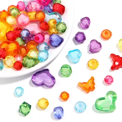 For Bestseller Jinhua Acrylic Colorful Transparent Beads-in-Beads Assorted Flower and Heart Designs Handmade Loose Beads