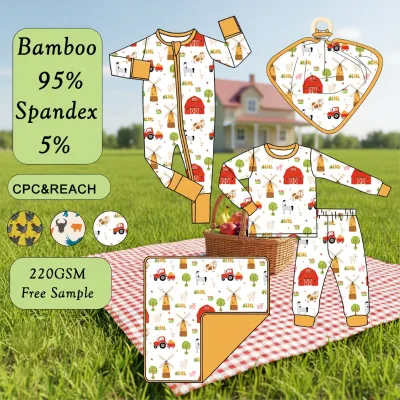Bamboo Fiber Spandex Christmas Print Long Sleeve Onesie for Baby ODM/OEM Soft and Stretchable Baby Onesie