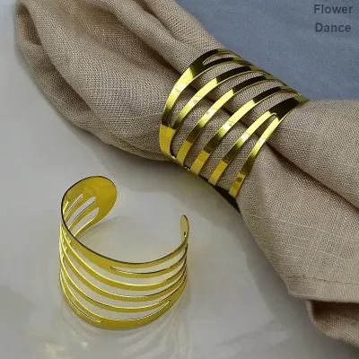 Wedding Banquet Birthday Party Table Decoration Accessories Elegant Silver Gold Metal Tubes Napkin Rings