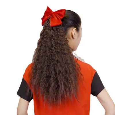 Good Looking Wrap Around Bow Ponytails, Long Wavy Ponytails with Bow Tie