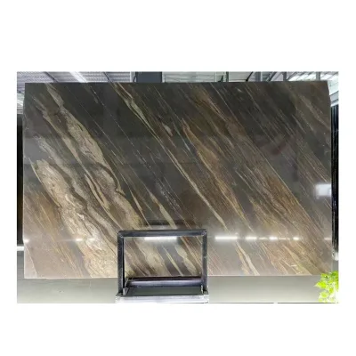 Modern Designer Brazil Quartzite Slabs Elegant Brown Wall Panel for Premium Villa Polished for Countertops Worktops Vanity Top