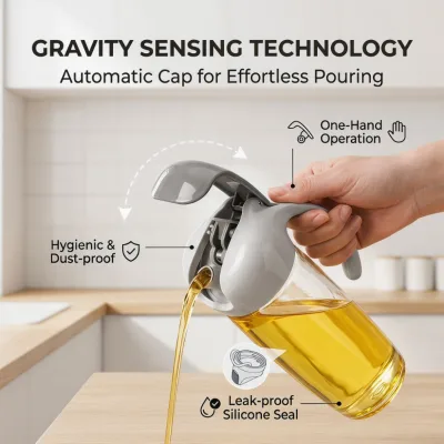500ml 17oz Glass Oil Dispenser Bottle Leakproof Silicone Sealed Non Slip Mouth Kitchen Cooking Oil Vinegar Storage Jar