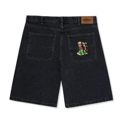 Custom Men's High Waist Oversized Hip Hop Style Denim Jean Cotton Shorts Ripped Distressed Embroidery for Summer Streetwear