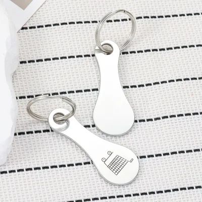 Custom Logo Metal Keychain Modern Plated Supermarket Shopping Cart Chip Trolley Token Coin Keyring