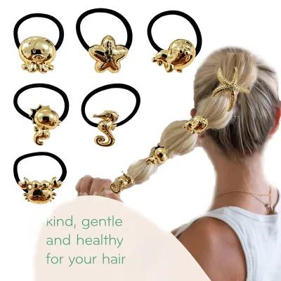 European American Metal Ponytail Hair Bands Ocean Series Cross-Border Hair Accessories High Elasticity Fashion Shell Headwear
