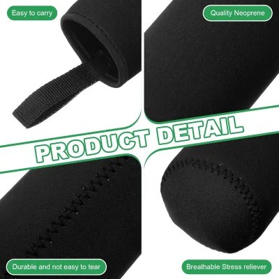 Customized Neoprene Insulated Collapsible Water Bottle Sleeve with Handle Capacity Black