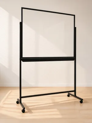Classroom Portable Clear Glass Whiteboard Stand on Wheels  Ghost-Free Tempered Glass Dry Erase Board Full-Width Tray