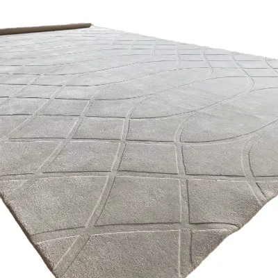 Hand Tufted Wool Carpet Modern Minimalist Carpet with Thick Pile Soft Touch Easy Maintenance