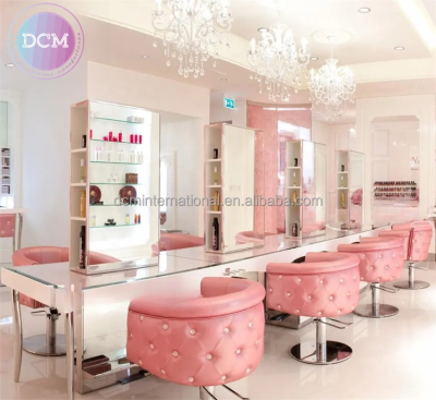 Guangzhou Beauty pink and Silver Princess Hairdresser Styling Hairdressing Chair for Ladies Salon