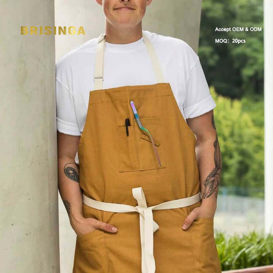 Wholesale Eco-friendly Customized Barista Waist Sleeveless Apron with Pockets