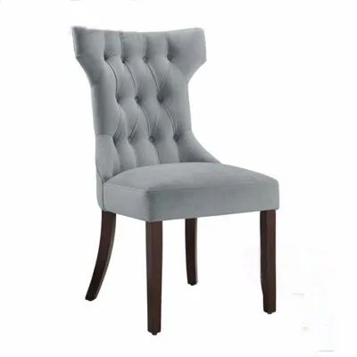 Solid Wood Gray Tufted Dining Chair Classic Tufted Upholestered Dining Chair