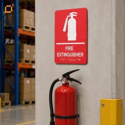 Custom Braille Signage Fire Extinguisher Sign Tactile Raised Plate ADA Compliant Safety Warning Plaque for Public Building
