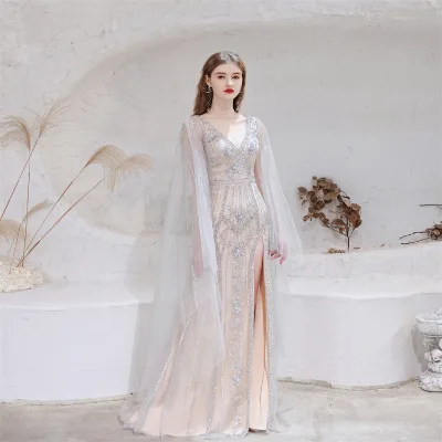 Hot New Design Heavy Beaded Crystal Evening Dress