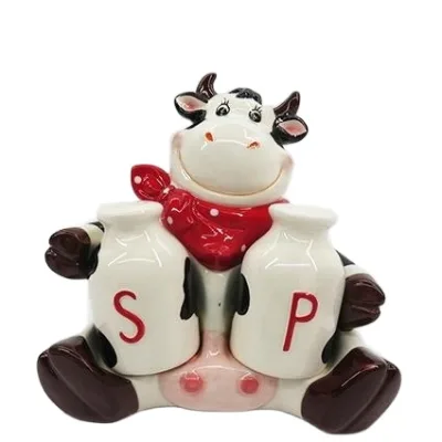 Ceramic Cow Castor Herb and Spice Tools with Stand Durable Salt and Pepper Shaker