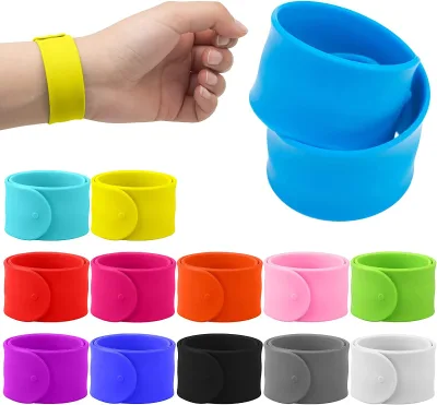 New Arrival 215 by 25 mm Size Soft Bendable Silicone Solid Matte Finish Reusable Material Slap Wrap Band for Playtime Toy