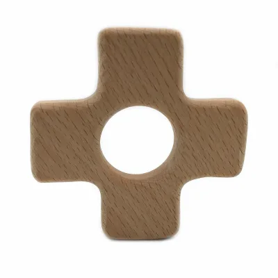 DIY Jewelry Accessories Organic Funny Baby Wooden Teethers Beech Animal Cross Teether for Babies