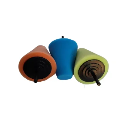 3 Inch Car Detail Polishing Cone Sponge Medium Mesh Sponge Brush with 6MM Handle Foam Buffing Pads Wheel Hub Polish