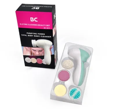 Handheld All in One Face Cleansing Brush Set Including 4 Heads