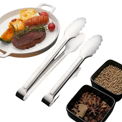 High Temperature Resistant Anti-Scald Stainless Steel Kitchen Tool Thickened Non-Slip Food Tongs Multi-Functional BBQ Steak