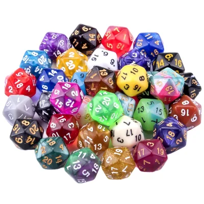 SIQUK 35 Piece Plastic Polyhedral Dice Set 20 Sided Colorful Dice for DND and Math Teaching with Bags