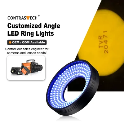 Manufacture Sale Contrastech VT-LT2-HR3210 70 Degree High Angle Machine Vision Fluorescent LED Continuous Ring Light 1-Year