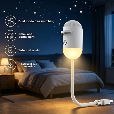 Night Light Bedside Lamp USB-C Mini Bright Hotel Fast Shipping Hands-Free Manufacturer Shenzhen Factory Rechargeable Flexible