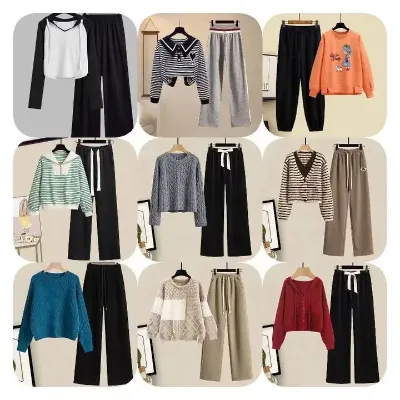 2024 Luxury Quality Two-Piece Knitted Sweater Set for Women Casual Style above Knee Length for Spring Season Wholesale