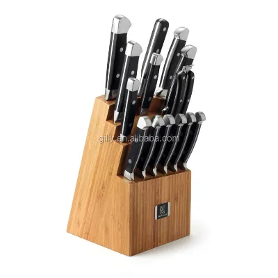 High Class Hand Forged Chef Knife Set with Bamboo Wood Block
