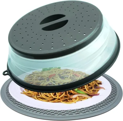 Hot Sale Microwave Splatter Guard Plastic Oven Food Cover Heat Platter Bowl Dish Splash Lid Collapsible Microwave Food Cover