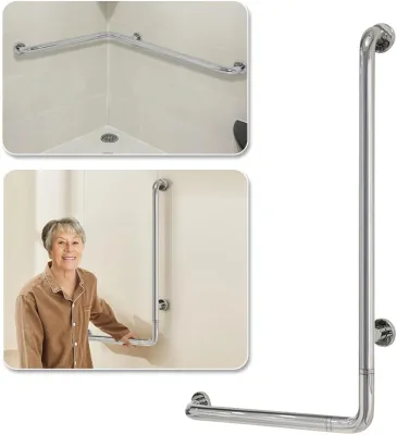 Senior&Disable Safety Support Anti-Fall Stainless Steel Handrail L-Shape Disable Balance Bar for Elderly Elderly Grab Bars