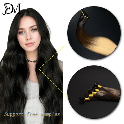 Dailmei Free Sample Brown Pre Bonded Tips Remy Adhesive Long Hair Hot Sell Seamless Flat Tip Hair Extensions