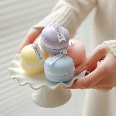 FRHY Best Selling Mini Cake-Shaped Macaron Scented Smokeless Dessert Aromatherapy Candles for Wedding & Birthday Favors