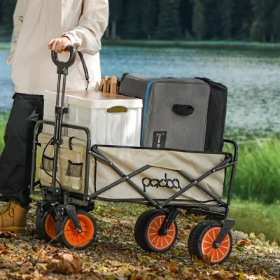 Electric Motorized Off Road Wheel Black Folding Camping Wagon Heavy Duty Wagon Cart Camping Wagon Transporters