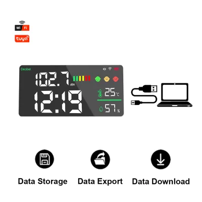Industrial Grade Decibel Detector 30-130dBA Sound Level Measurement With Tuya WiFi Test Noise Meter and Hygrothermograph