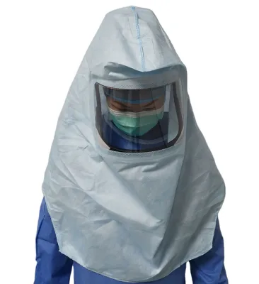 Wholesale Disposable T4 T5 Medical Hood for Orthopedic Surgery CE Certified Fluid Resistant PP SMS Nonwoven Blue Color