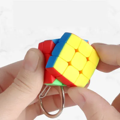 Mini Magic Cube Puzzle Key Chain Game Family Member Keychain Christmas Gift for Boys Girls Cube Keychains