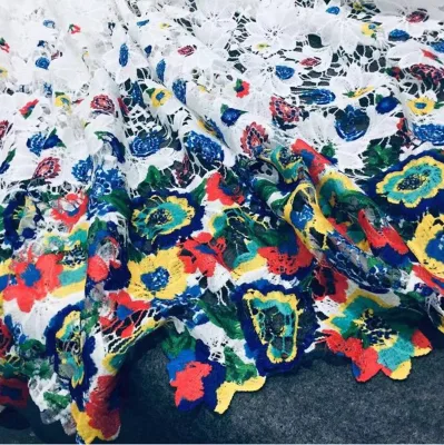 High Quality Printed Cord Lace Dress Fabric