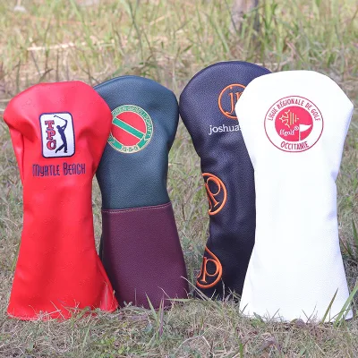 Golf Fisherman Pattern Design Waterproof Pu Leather Custom Embroidery Golf Club Head Cover