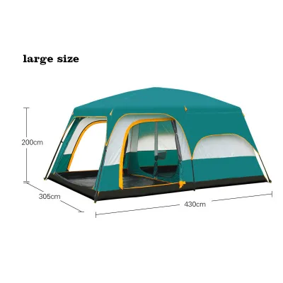 Large Camping Tent 10 12 Person People Waterproof Double Layer 2 Living Rooms and 1 Hall Family Tents Outdoor Rainproof Tent