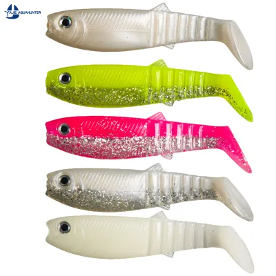 3D Eye Ribbed Soft Plastic Shad Bait Paddle Tail Fishing Lure Tackle