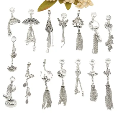 Antique Silver Retro Vintage Ethnic Style Suzhou Pendant, Leaf Crystal Bracelet, Necklace And Accessories