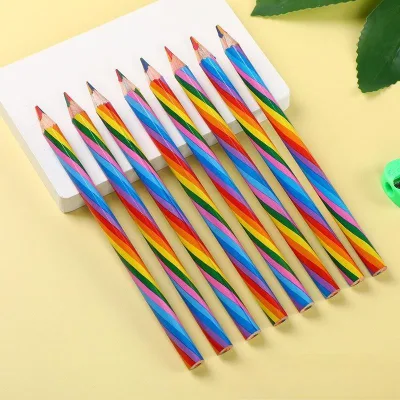 Multi-Colour Jumbo Basswood Wood Pencils 4-in-1 Core Triangle Rainbow Pencil for Art & Creativity